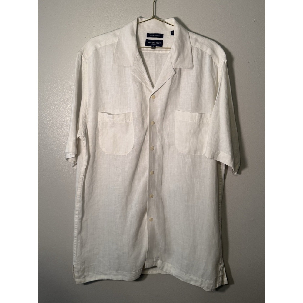 Austin Reed Button Down 100% Linen Men's‎  XL White